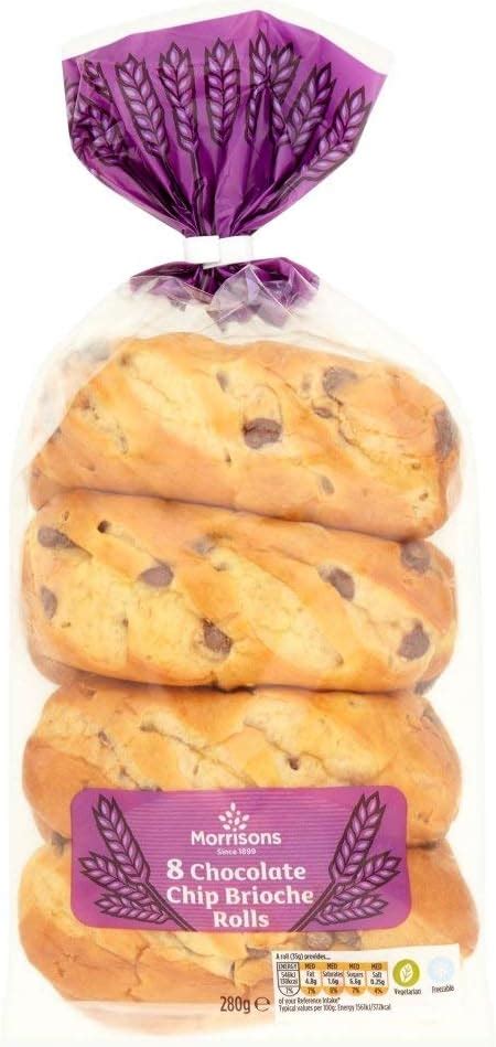 Morrisons Chocolate Chip Brioche Rolls 8 Pack : Amazon.co.uk: Grocery