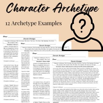 Character Archetypes Worksheet 12 B.E.S.T. by Teacher Type | TPT