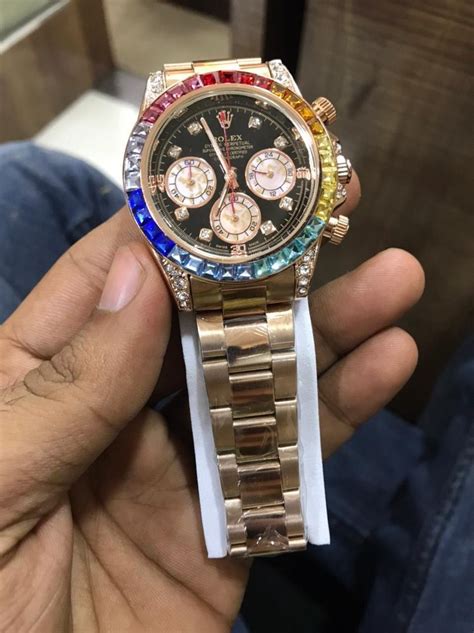 Golden Rolex Rainbow Daytona Automatic Watch, Size: Free at Rs 3500 ...