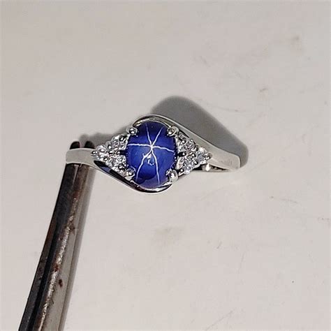 Blue Star Sapphire Ring Linde Star Sapphire Ring 6 Rays - Etsy