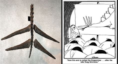 This is the tail of a Stegosaurus, it is called the "Thagomizer" It got it's name for a comic ...