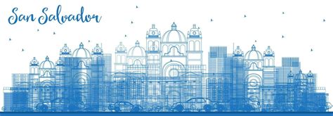 Outline San Salvador Skyline with Blue Buildings. 17276943 Vector Art ...