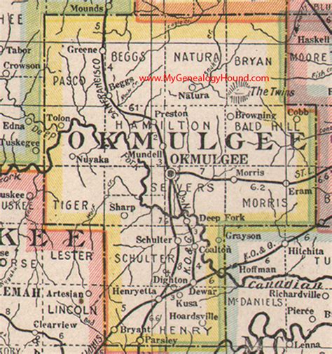 Okmulgee County, Oklahoma 1922 Map