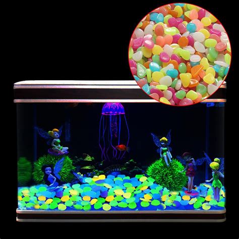 100Pcs Glow In The Dark Pebbles Stones Garden Walkaway Aquarium Fish ...