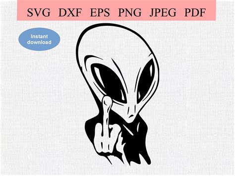 Buy Alien Middle Finger / SVG DXF EPS / Silhouette Grey Alien Giving the Middle Finger / Alien ...