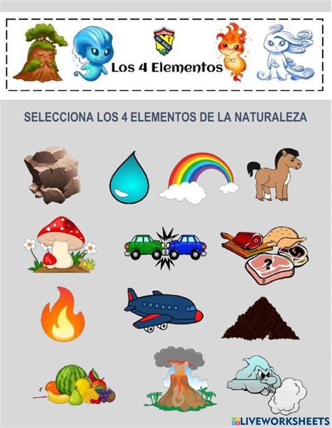 4 Elementos de la Naturaleza worksheet | Preschool activities, Preschool activity, Preschool