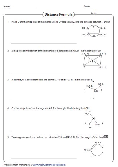 Points Distance And Segments Worksheets Geometry