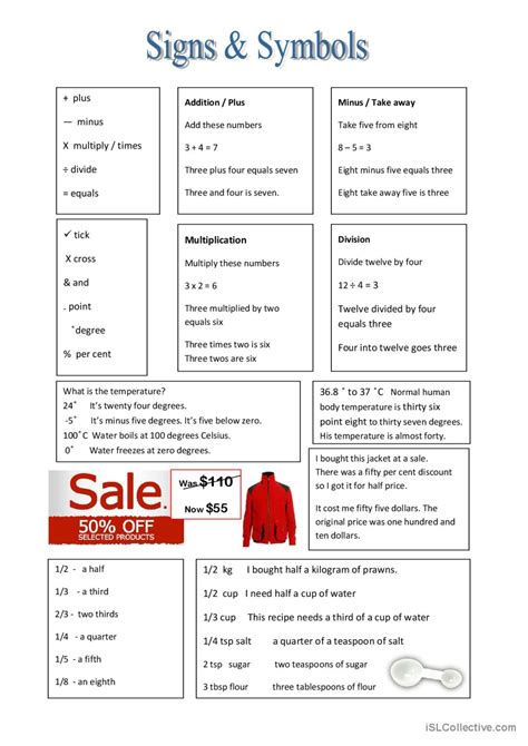 Signs and Symbols: English ESL worksheets pdf & doc