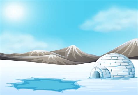 Premium Vector | North pole and Igloo landscape