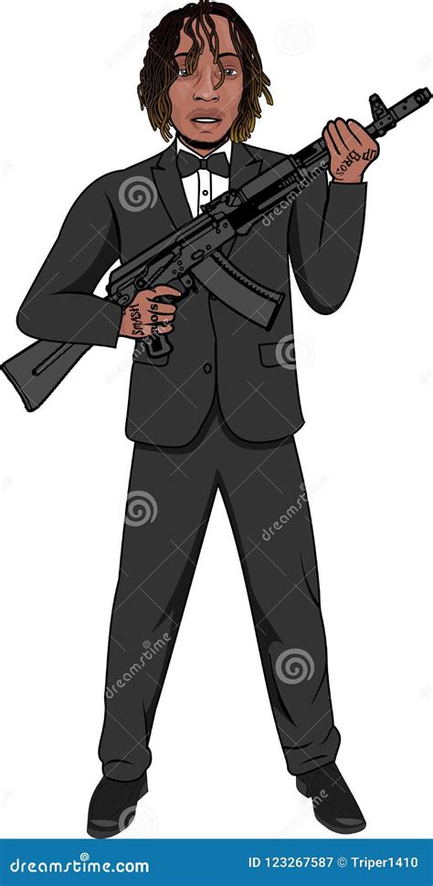 Men holding gun stock vector. Illustration of suit, cartoon - 123267587