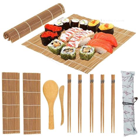 13Pcs Bamboo Sushi Rolling Mat Sushi Making Kit Homemade Sushi Gadget ...