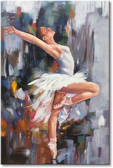 Amazon.com: Canvas Wall Art Girl Dancer Hand Painted Oil Painting Modern Ballet Dancing Abstract ...