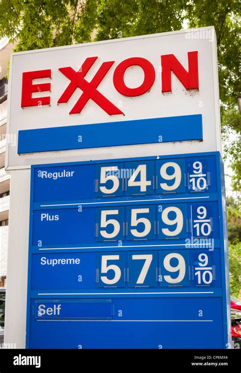 WASHINGTON, DC, USA - $5 gas price sign at Exxon service station on May ...