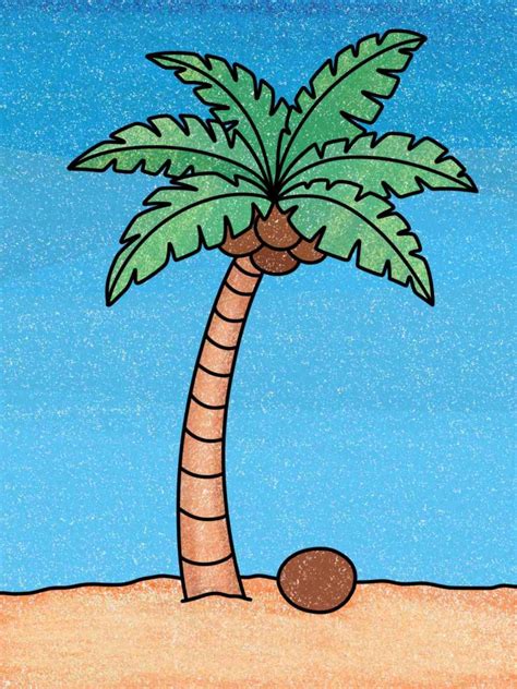 Easy Coconut Tree Drawing - HelloArtsy