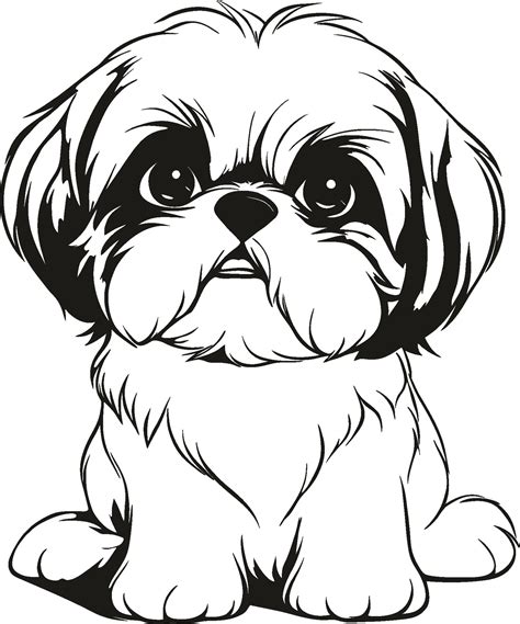 linda shih tzu perro silueta, gracioso pequeño perrito 25257397 Vector ...