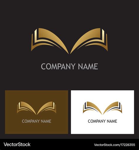 Gold open book logo Royalty Free Vector Image - VectorStock