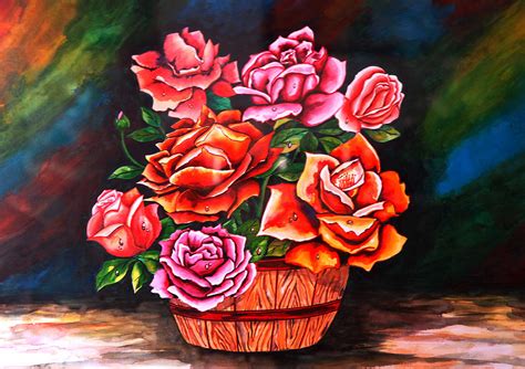 Flower Pot Painting by Johnson Moya