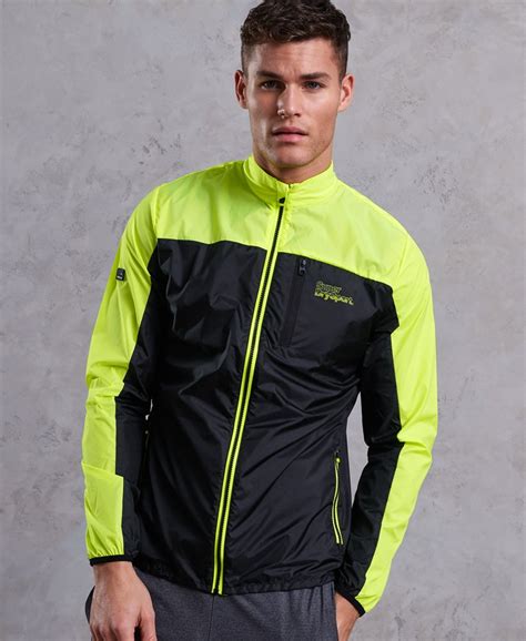 Men's - Core Running Shell Jacket in Hi Viz Yellow/black | Superdry UK