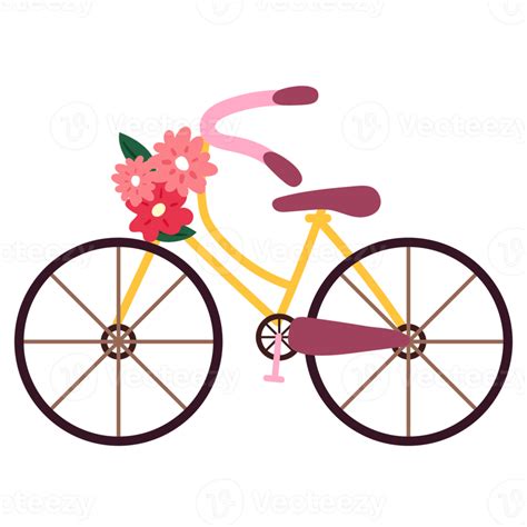 cute cartoon bicycle and flower 17743730 PNG