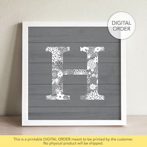 Letter H Wall Decor, Letter H for Wall, Printable Letter H, Letter H Print, Initial H Sign, Wood ...