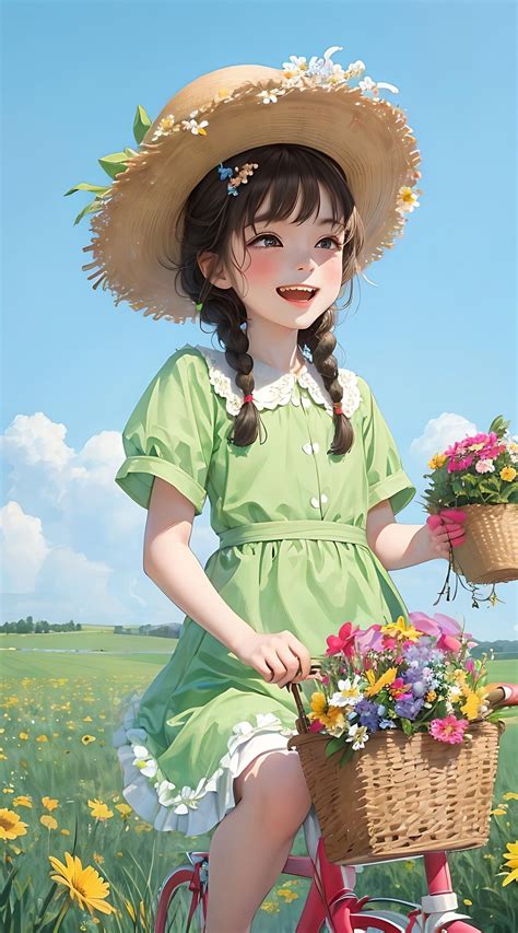 Illustration Art, Digital Art Anime, Farm Girl, Beautiful Asian Women, Cute Anime Character ...