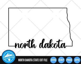 North Dakota Outline SVG. North Dakota Cursive Svg. North - Etsy