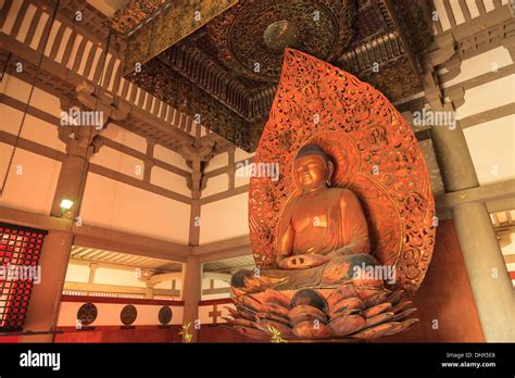 USA, Hawaii, Oahu, Byodo-In Temple, Seated Buddha inside Main Hall ...