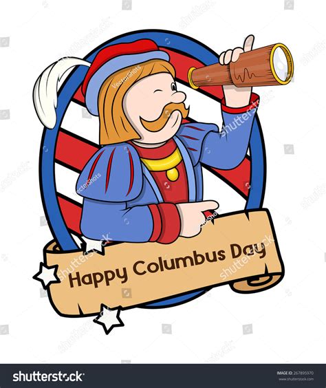 Columbus Day Cartoon Man Telescope Vector Stock Vector 267895970 - Shutterstock