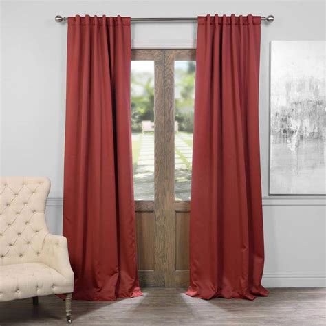 Exclusive Fabrics & Furnishings Brick Red Blackout Curtain - 50 in. W x 84 in. L (Pair)-BOCH ...