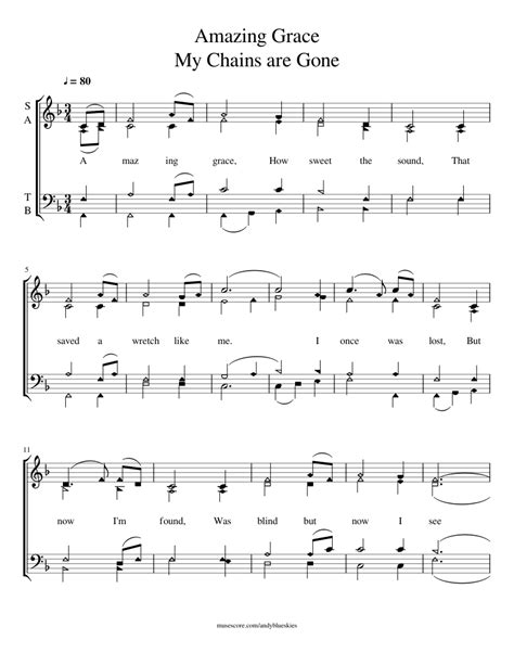 Amazing Grace My Chains Are Gone Sheet music for Voice | Download free in PDF or MIDI ...