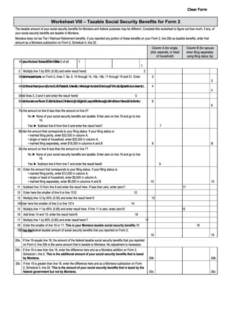 Social Security Benefit Tax Worksheet 2022