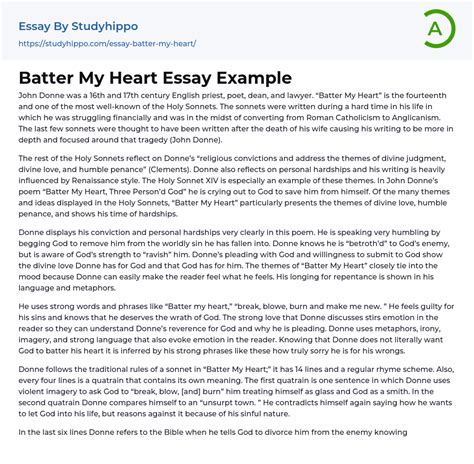 Batter My Heart Essay Example | StudyHippo.com