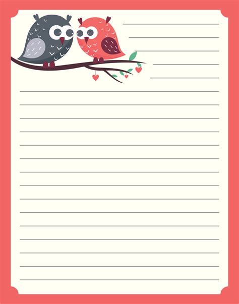 Cute Owls Love Letter Stationery - 10 Free PDF Printables | Printablee