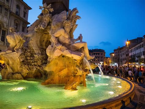 Wallpapers Evening Sculptures Rome Italy Fountains Piazza Navona Cities ...