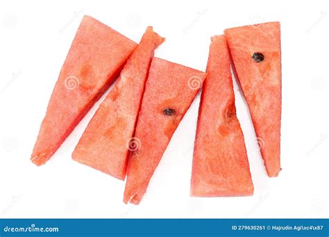 Triangle Shaped Watermelon Slices Isolated on White Background. Pieces ...