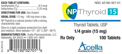 NP Thyroid 15 - FDA prescribing information, side effects and uses