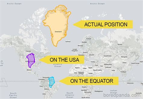 Greenland looks huge on a map but is it really that big? Mercator Projection : r/interestingasfuck