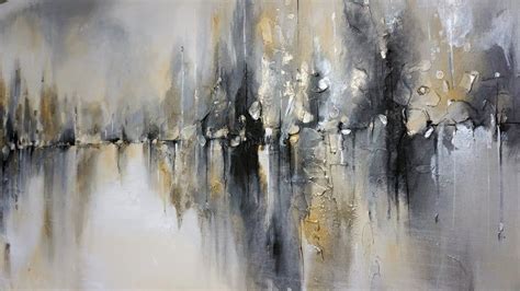 Lake Reflections in Grey Gold Silver White Abstract Landscape - Etsy