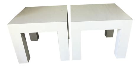 Vintage Mod White Laminate Parsons Tables - a Pair | Chairish