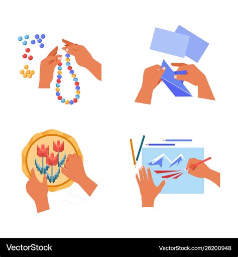 Handicraft art human hands craft hobby or pastime Vector Image