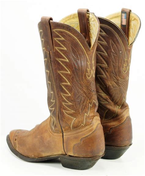 Wrangler Men's Distressed Brown Leather Western Cowboy Wingtip Boots ...