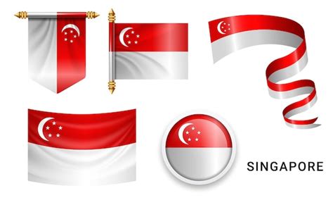 Premium Vector | Vector set of the national flag of singapore in ...