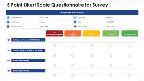 5 Point Likert Scale Questionnaire For Survey | Presentation Graphics | Presentation PowerPoint ...