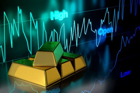 3D rendering gold bars or bullions with gold price chart background ...