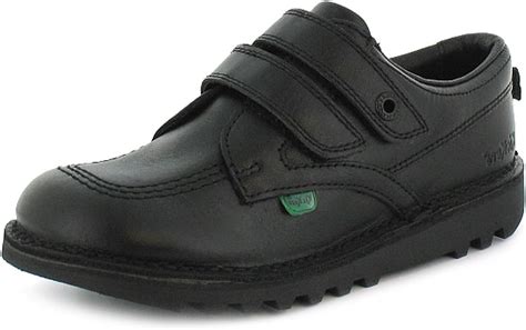 Boys Black Leather Kickers Twin Strap School Shoes - Black - UK SIZE 13: Amazon.co.uk: Shoes & Bags