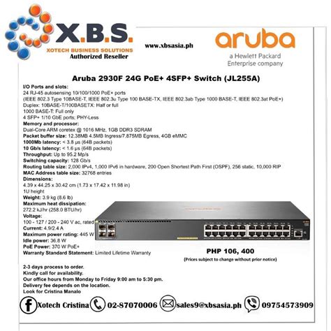 Aruba 2930F 24G PoE+ 4SFP+ Switch (JL255A), Computers & Tech, Parts & Accessories, Networking on ...