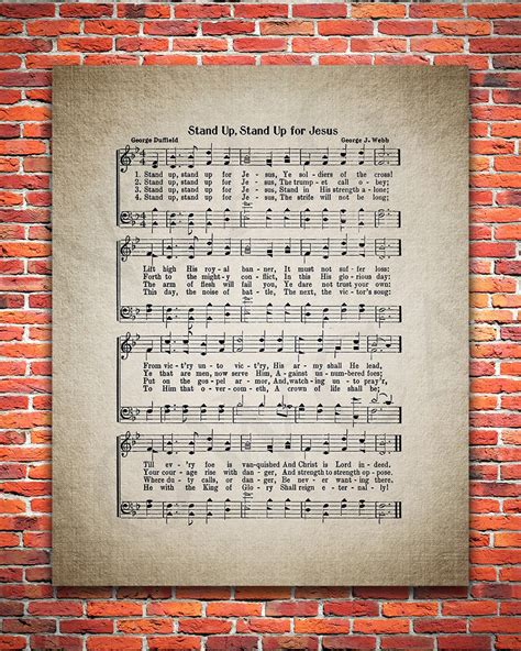 Stand Up Stand up for Jesus Hymn Print Wall Art Sheet | Etsy