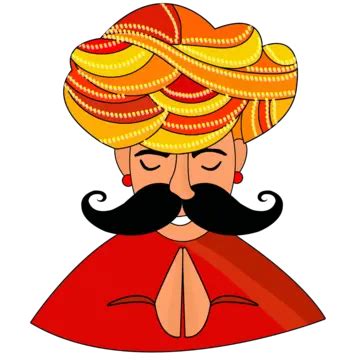 Rajasthani Men With Turban And Mustache Vector Face Illustration, Rajasthani Men, Turban ...