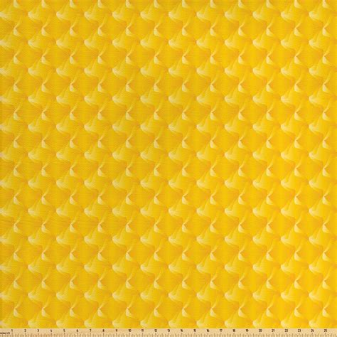 Yellow Fabric by The Yard, Abstract Design Shaded Curving Lines and ...