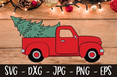 Red Truck Christmas Tree SVG DXF EPS Red Truck Christmas